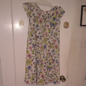 Dot Dot Smile | Kids Dress with Floral Print - White and Multicolor